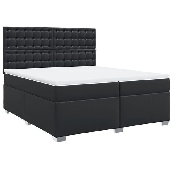 vidaXL Box Spring Bed with Mattress Black 200x200 cm Faux Leather