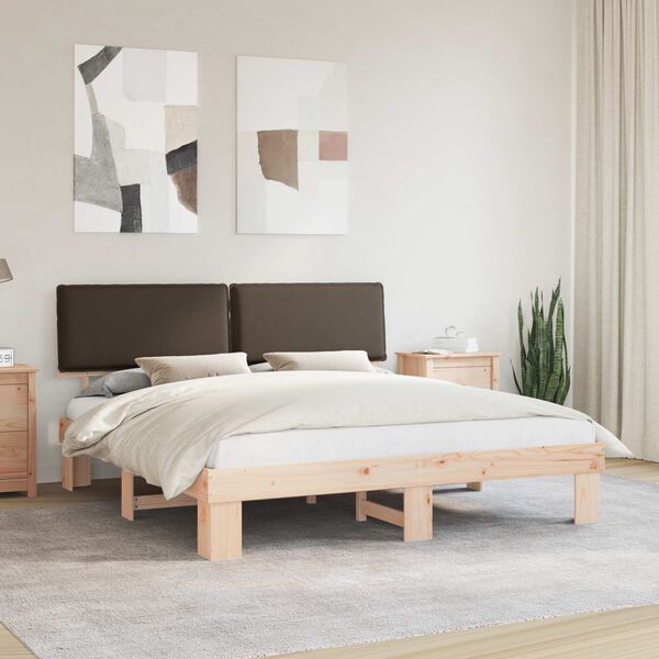 vidaXL Bed Frame with Upholstered Headboard Taupe 180 x 200 cm