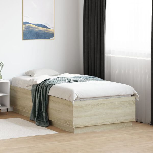 vidaXL Bed Frame without Mattress Sonoma Oak 90x190 cm Single