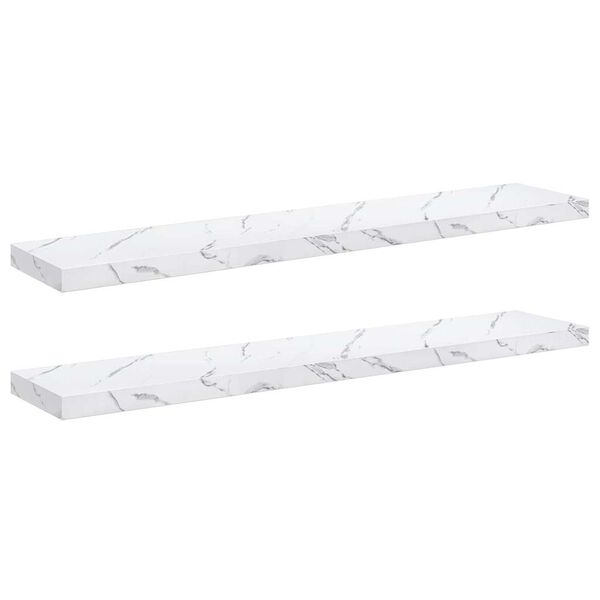 vidaXL Wall Shelf 2 pcs White Marble 120 x 23.5 x 4 cm Engineered Wood