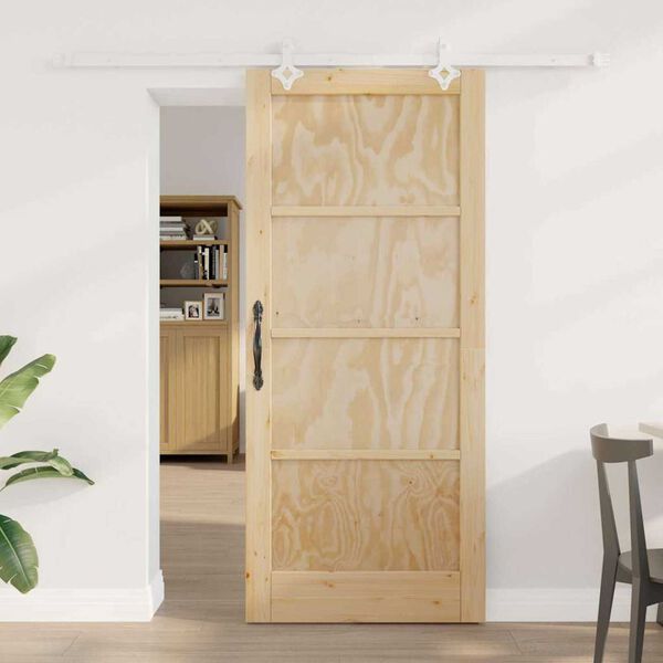vidaXL Sliding Door Brown 86 x 198.5 cm Solid Pine Wood