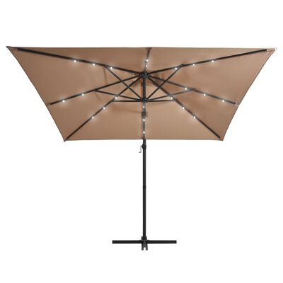 vidaXL Cantilever Umbrella with LED lights and Steel Pole 250x250 cm Taupe