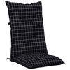 vidaXL Garden Highback Chair Cushions 4 pcs Black Check Pattern 120x50x7 cm Fabric