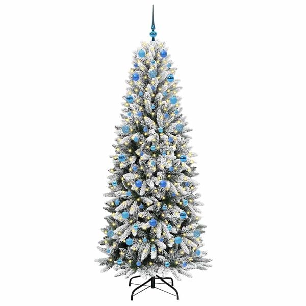 vidaXL Artificial Christmas Tree with 300 LEDs with Stand White 210 cm