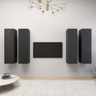 vidaXL TV Cabinets 4 pcs Grey 30.5x30x110 cm Engineered Wood
