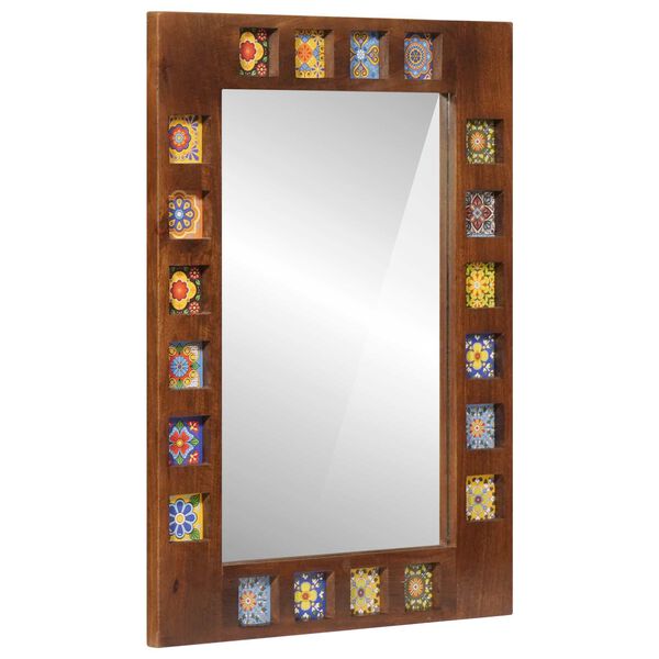 vidaXL Bathroom Mirror Walnut 50 x 70 x 3 cm Solid Mango Wood