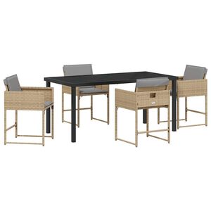 vidaXL Garden Dining Set 5 pcs Beige Poly Rattan