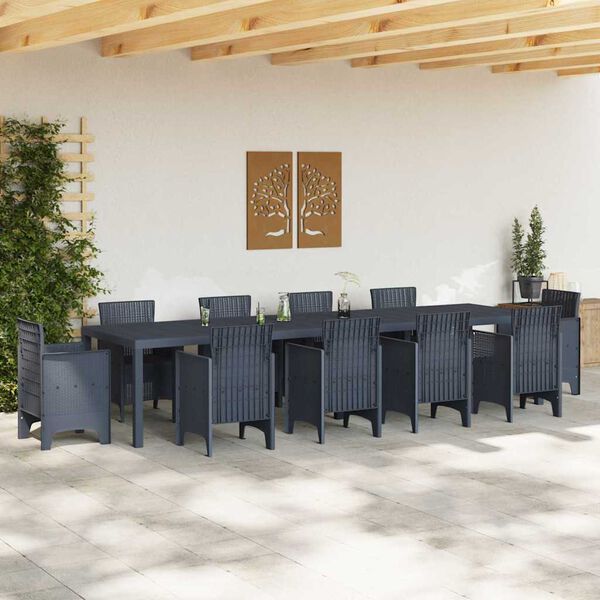 vidaXL Garden Dining Table Anthracite 350 x 100 x 73 cm Poly Rattan