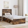 vidaXL Bed Frame with Headboard Smoked Oak 75 x 190 cm Solid Pine Wood