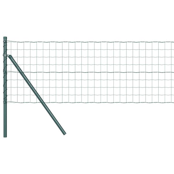 vidaXL Fence with Post Green 0.4 x 50 m Steel and PVC