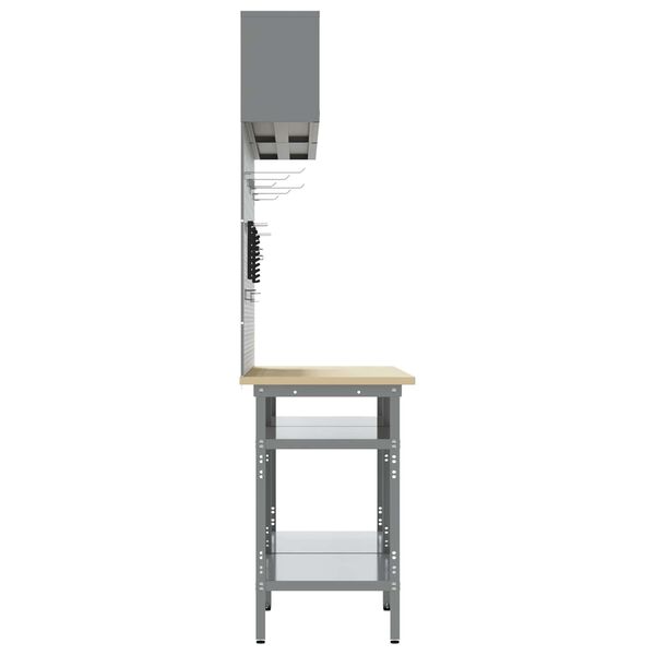 vidaXL Work Bench Set with Shelf with Storage 8 pcs Grey Steel