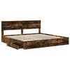 vidaXL Bed Frame with Drawer Smoked Oak 200 x 200 cm Engineer Wood