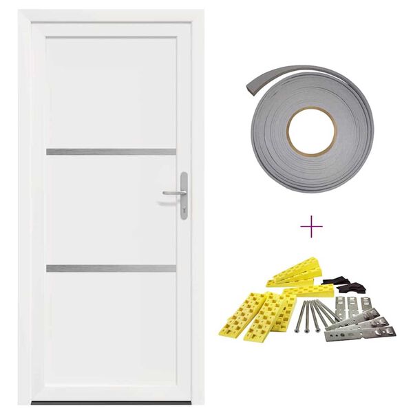 vidaXL Front Door White PVC