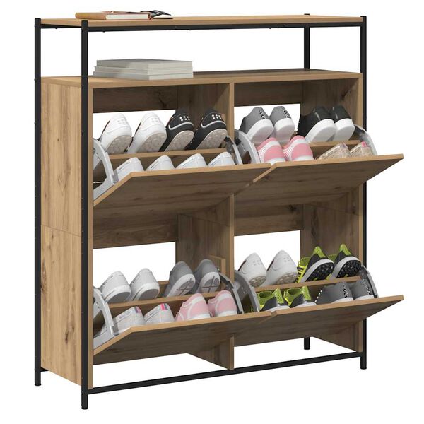 vidaXL Shoe Cabinet Artisan Oak 100 x 34 x 112 cm Engineered Wood