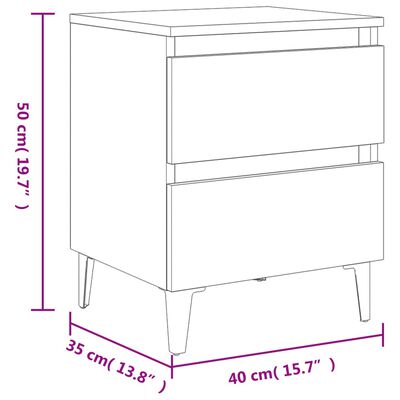 vidaXL Bed Cabinets with Metal Legs 2 pcs Brown Oak 40x35x50 cm