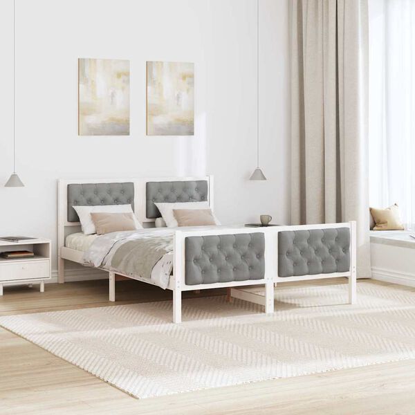 vidaXL Bed Frame Light Grey 140 x 200 cm Solid Pine Wood