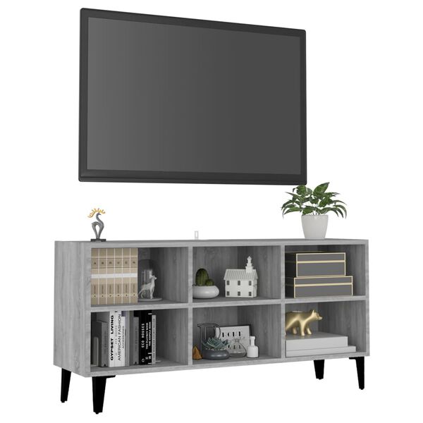 vidaXL TV Cabinet with Metal Legs Grey Sonoma 103.5x30x50 cm