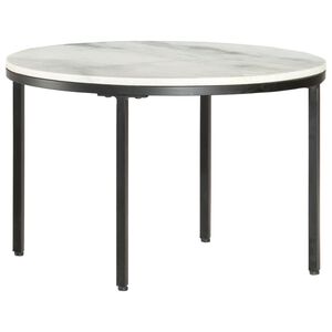 vidaXL Coffee Table White and Black &Oslash;65 cm Real Solid Marble