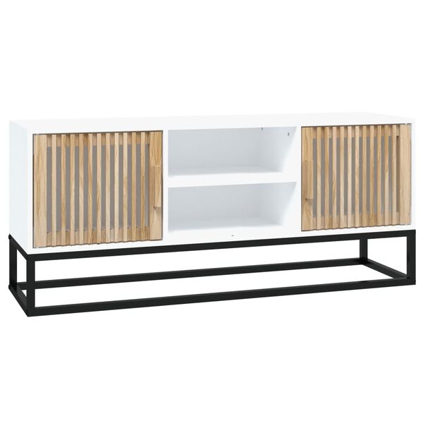 vidaXL TV Cabinet White 105x30x45 cm Engineered Wood and Iron