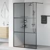 vidaXL Walk-in Shower Wall Black 115 x 195 cm Tempered Glass