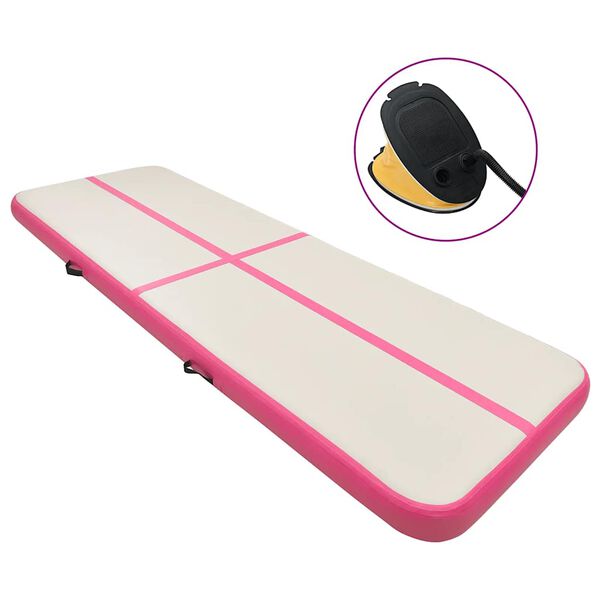 vidaXL Inflatable Gymnastics Mat with Pump 500x100x15 cm PVC Pink