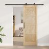 vidaXL Sliding Door Natural and Black 73.5 x 211 cm Solid Pine Wood