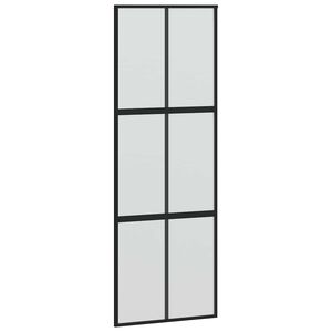 vidaXL Sliding Door Black 76x205 cm Tempered Glass and Aluminium