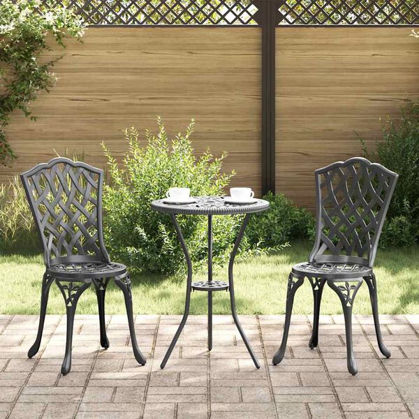 vidaXL Garden Chair 2 pcs Black 55 x 56.5 x 91cm Aluminium