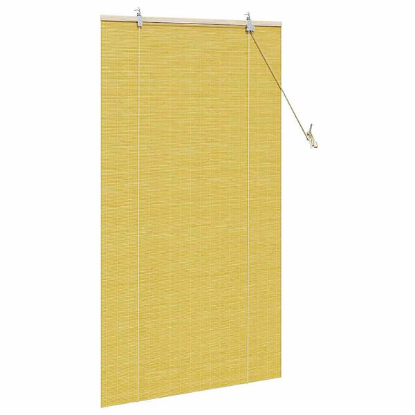 vidaXL Roller Blind with Curtains Manual Yellow 90 x 160 cm Bamboo