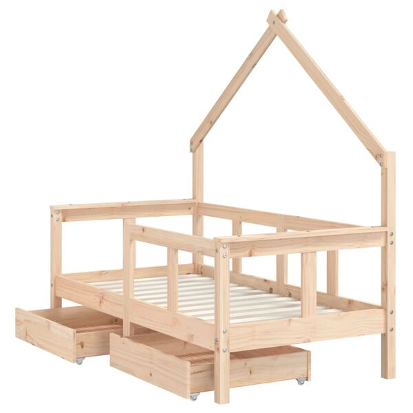 vidaXL Kids Bed Frame with Drawers 70x140 cm Solid Wood Pine