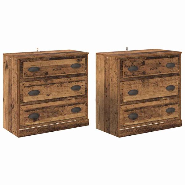 vidaXL Sideboards 2 pcs Old Wood 70 x 35.5 x 67.5 cm Engineered Wood