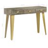 vidaXL Console Table Solid Mango Wood Grey with Brass 110x35x76 cm