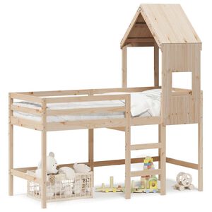 vidaXL Loft Bed with Ladder and Roof without Mattress 90x190 cm Single