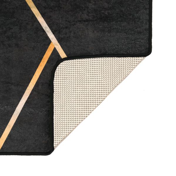 vidaXL Rug Washable Black and Gold 80x150 cm