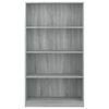 vidaXL 4-Tier Book Cabinet Grey Sonoma 80x24x142 cm Engineered Wood