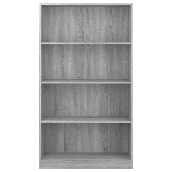 vidaXL 4-Tier Book Cabinet Grey Sonoma 80x24x142 cm Engineered Wood