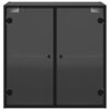 vidaXL Wall Cabinet with Glass Doors Black 68x37x68.5 cm
