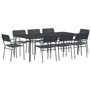 vidaXL Dining Set 9 pcs Anthracite Steel