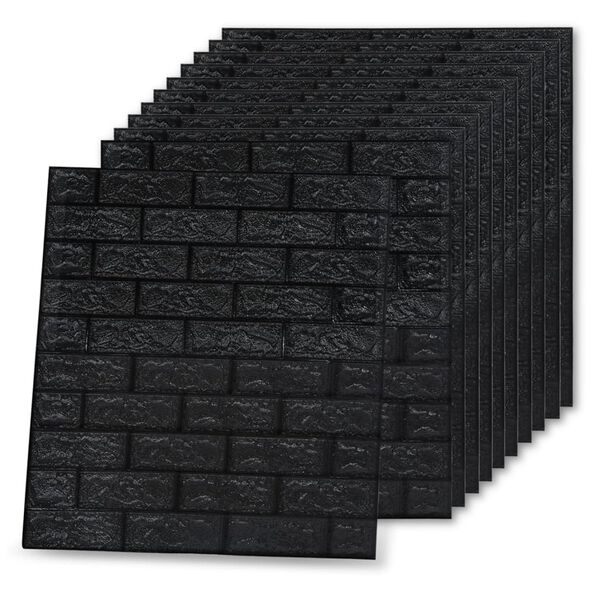 vidaXL 3D Wallpaper Bricks Self-adhesive 40 pcs Black