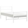 vidaXL Metal Bed Frame without Mattress with Footboard White 100x200cm