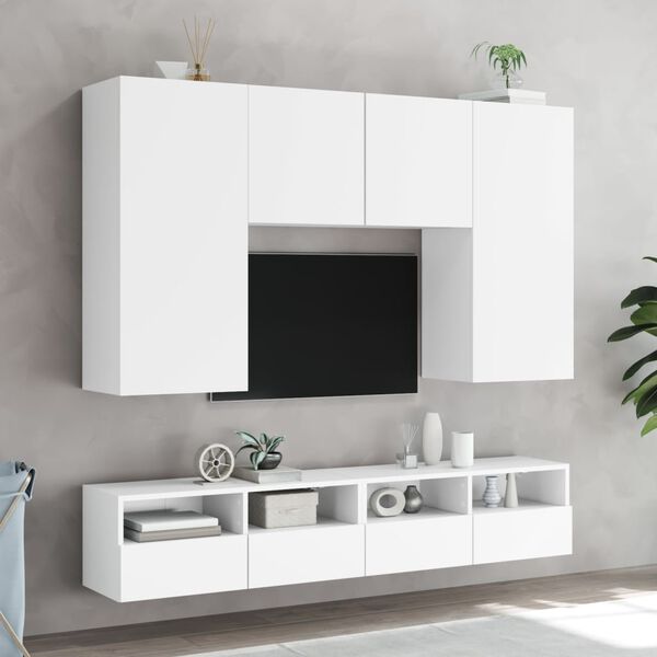 vidaXL 5 Piece TV Wall Units White Engineered Wood