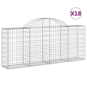 vidaXL Arched Gabion Baskets 18 pcs 200x30x80/100 cm Galvanised Iron