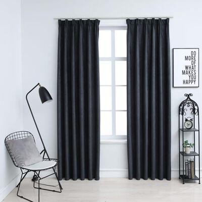 vidaXL Blackout Curtains with Hooks 2 pcs Anthracite 140x225 cm