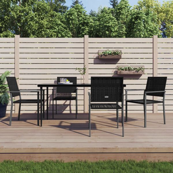 vidaXL 5 Piece Garden Dining Set Poly Rattan and Steel