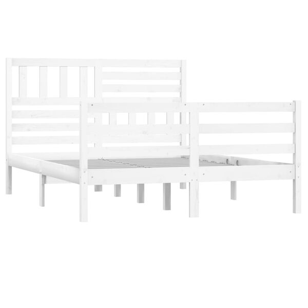 vidaXL Bed Frame without Mattress White Solid Wood 140x200 cm