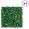vidaXL Artificial Shrub Leaf Fence 6 pcs Green 50x50 cm