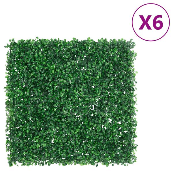 vidaXL Artificial Shrub Leaf Fence 6 pcs Green 50x50 cm