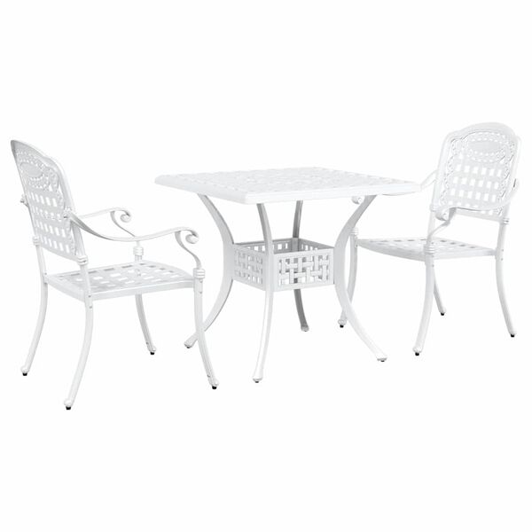 vidaXL Garden Table Set 3 pcs White Cast Aluminium