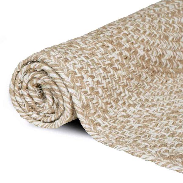 vidaXL Area Rugs Rectangular Natural and White 80 x 150 cm Jute