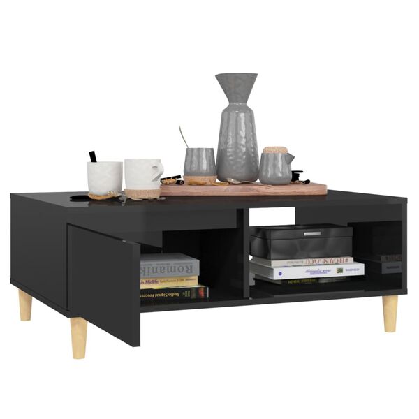 vidaXL Coffee Table High Gloss Black 90x60x35 cm Engineered Wood
